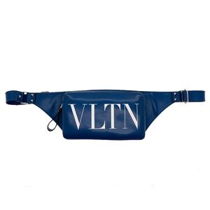 Valentino Rockstud Belt Bag VLTN Blue Leather